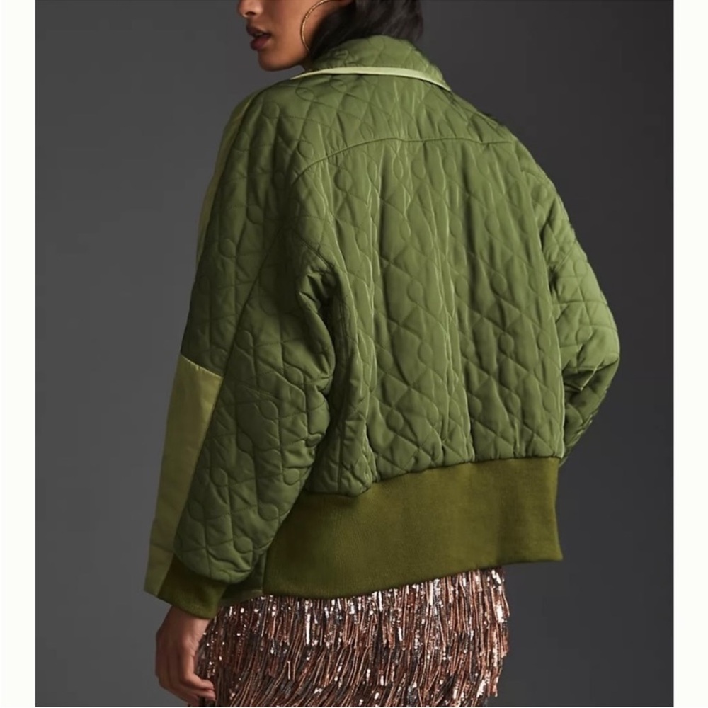 Anthropologie Pilcro green Quilted jacket Coat Sz large - Picture 2 of 15